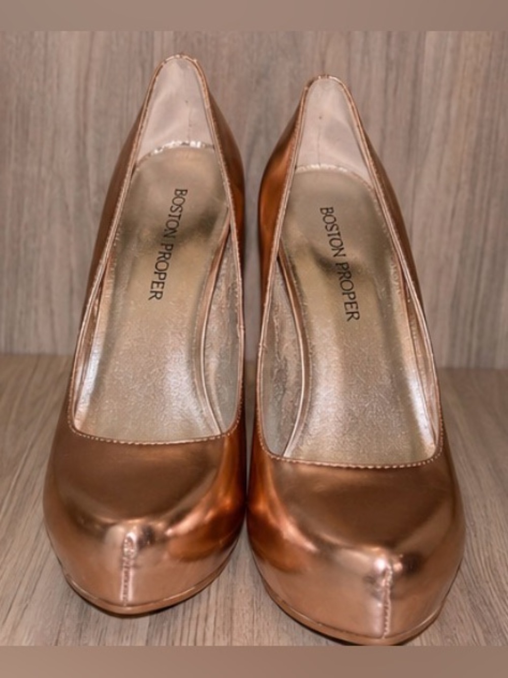 ✨ Metallic Rose Gold Platform Heels - size 7 - Picture 5 of 13